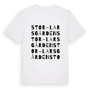 Stor- Larsgården ordlek t-shirt – ekologisk bomull t-shirt från PinShirt