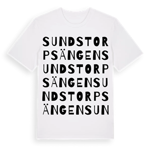 Sundstorpsängen ordlek t-shirt – ekologisk bomull t-shirt från PinShirt