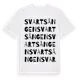 White t-shirt med Svartsången ordlek t-shirt