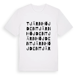 Tjärnhöjden ordlek t-shirt – ekologisk bomull t-shirt från PinShirt