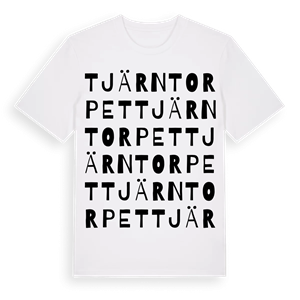 Tjärntorpet ordlek t-shirt – ekologisk bomull t-shirt från Pinshirt