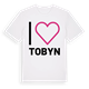 White t-shirt med Jag älskar Tobyn t-shirt stort tryck