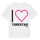 White t-shirt med Jag älskar Torestad t-shirt stort tryck