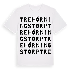 Trehörningstorp ordlek t-shirt – ekologisk bomull t-shirt från PinShirt