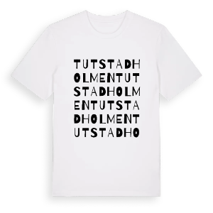 Tutstadholmen ordlek t-shirt – ekologisk bomull t-shirt från PinShirt