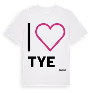 Jag älskar Tye t-shirt stort tryck – ekologisk bomull t-shirt från Pinshirt