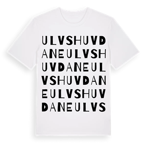 Ulvshuvdane ordlek t-shirt – ekologisk bomull t-shirt från PinShirt