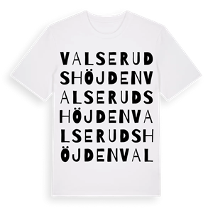 Valserudshöjden ordlek t-shirt – ekologisk bomull t-shirt från Pinshirt