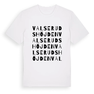 Valserudshöjden ordlek t-shirt – ekologisk bomull t-shirt från PinShirt