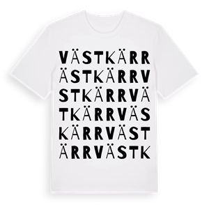 Västkärr ordlek t-shirt – ekologisk bomull t-shirt från PinShirt