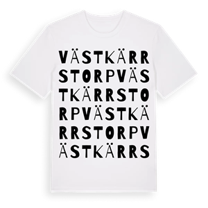 Västkärrstorp ordlek t-shirt – ekologisk bomull t-shirt från PinShirt