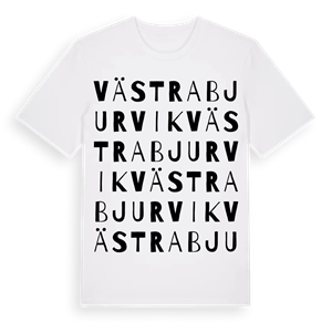 Västra Bjurvik ordlek t-shirt – ekologisk bomull t-shirt från PinShirt