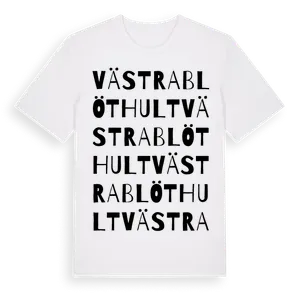 Västra Blöthult ordlek t-shirt – ekologisk bomull t-shirt från Pinshirt