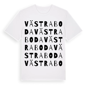 Västra Boda ordlek t-shirt – ekologisk bomull t-shirt från PinShirt