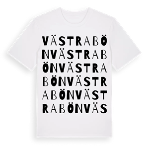Västra Bön ordlek t-shirt – ekologisk bomull t-shirt från PinShirt