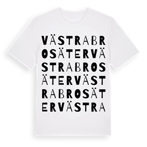 Västra Brosäter ordlek t-shirt – ekologisk bomull t-shirt från Pinshirt