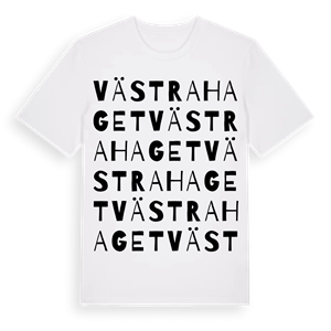 Västra Haget ordlek t-shirt – ekologisk bomull t-shirt från Pinshirt