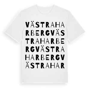 Västra Harberg ordlek t-shirt – ekologisk bomull t-shirt från Pinshirt