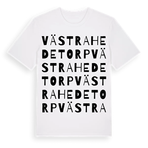 Västra Hedetorp ordlek t-shirt – ekologisk bomull t-shirt från PinShirt