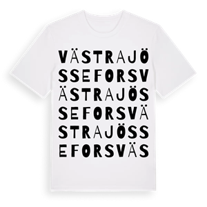 Västra Jössefors ordlek t-shirt – ekologisk bomull t-shirt från PinShirt