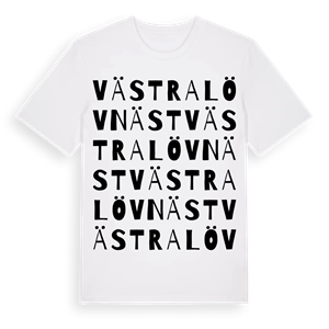 Västra Lövnäst ordlek t-shirt – ekologisk bomull t-shirt från PinShirt