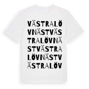 Västra Lövnäst ordlek t-shirt – ekologisk bomull t-shirt från Pinshirt