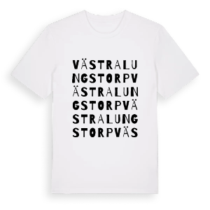 Västra Lungstorp ordlek t-shirt – ekologisk bomull t-shirt från PinShirt
