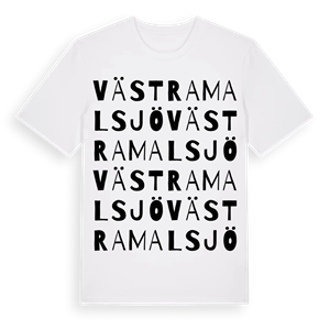 Västra Malsjö ordlek t-shirt – ekologisk bomull t-shirt från Pinshirt