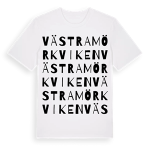 Västra Mörkviken ordlek t-shirt – ekologisk bomull t-shirt från Pinshirt