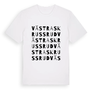 Västra Skrussrud ordlek t-shirt – ekologisk bomull t-shirt från PinShirt