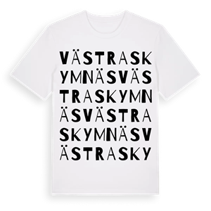 Västra Skymnäs ordlek t-shirt – ekologisk bomull t-shirt från PinShirt