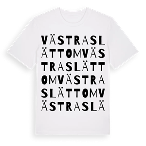 Västra Slättom ordlek t-shirt – ekologisk bomull t-shirt från Pinshirt
