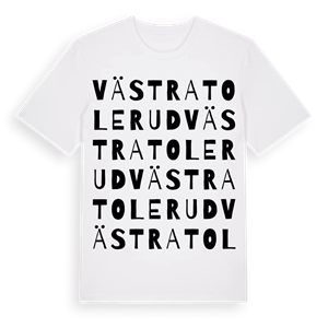 Västra Tolerud ordlek t-shirt – ekologisk bomull t-shirt från PinShirt
