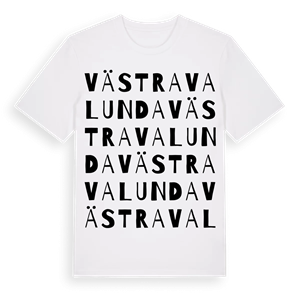 Västra Valunda ordlek t-shirt – ekologisk bomull t-shirt från PinShirt