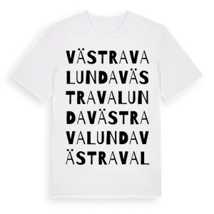 Västra Valunda ordlek t-shirt – ekologisk bomull t-shirt från Pinshirt