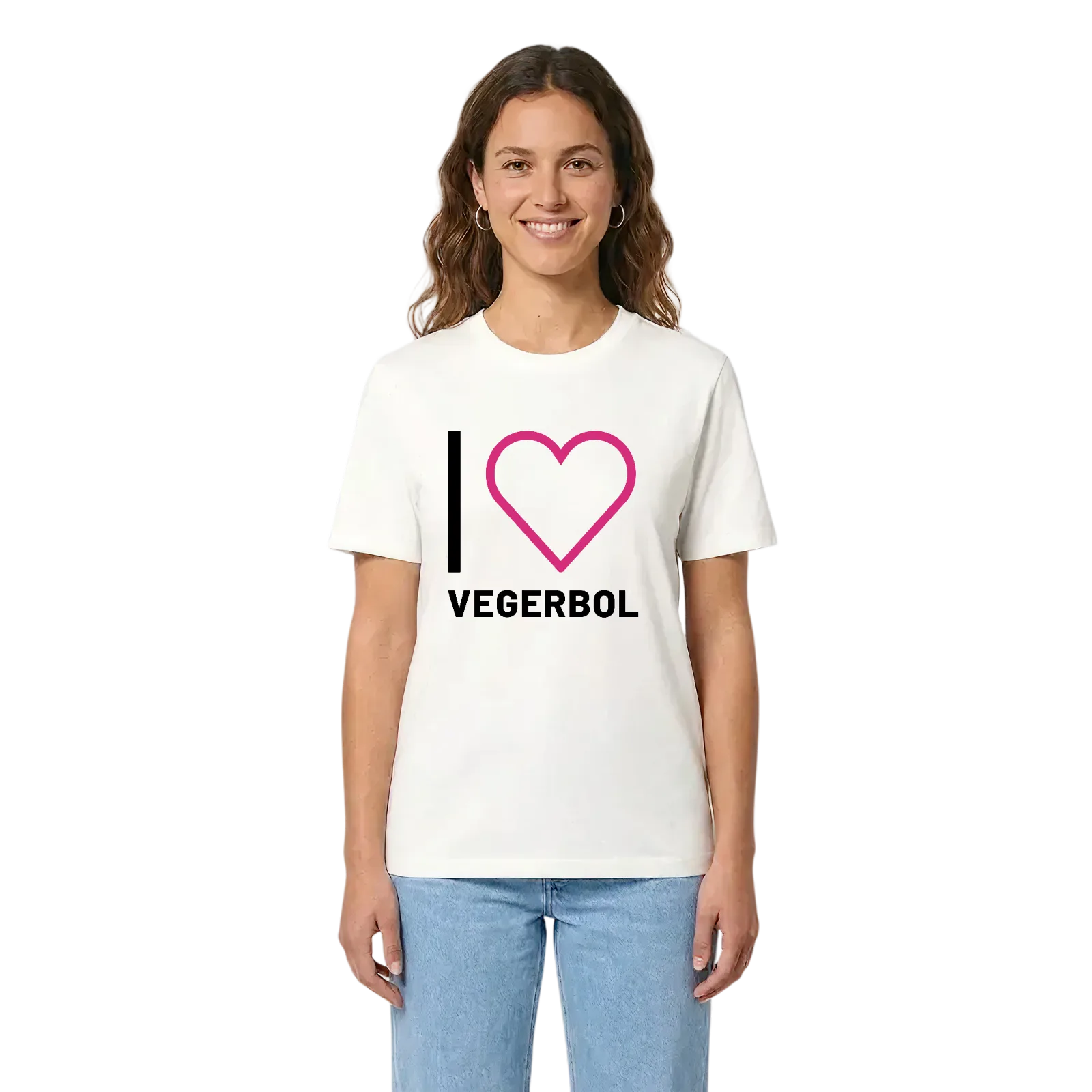 Jag älskar Vegerbol t-shirt stort tryck – White, i miljö