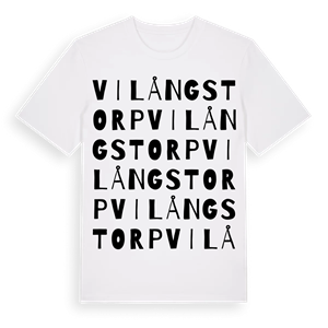 Vilångstorp ordlek t-shirt – ekologisk bomull t-shirt från PinShirt