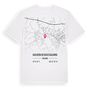 Halikon keskustaajama karta t-shirt – ekologisk bomull t-shirt från Pinshirt