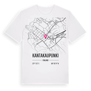 Kantakaupunki karta t-shirt – ekologisk bomull t-shirt från Pinshirt