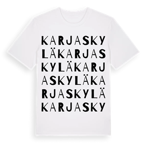 Karjaskylä ordlek t-shirt – ekologisk bomull t-shirt från Pinshirt