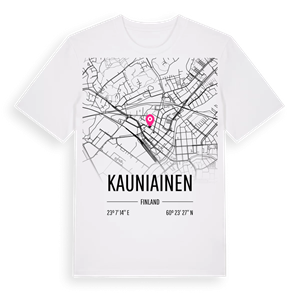 Kauniainen karta t-shirt – ekologisk bomull t-shirt från Pinshirt
