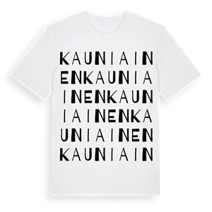 Kauniainen ordlek t-shirt – ekologisk bomull t-shirt från Pinshirt