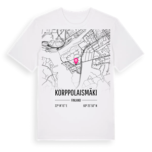 Korppolaismäki karta t-shirt – ekologisk bomull t-shirt från Pinshirt
