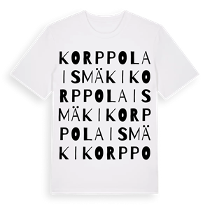 Korppolaismäki ordlek t-shirt – ekologisk bomull t-shirt från Pinshirt