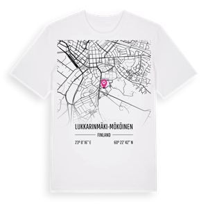 Lukkarinmäki-Mököinen karta t-shirt – ekologisk bomull t-shirt från Pinshirt