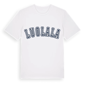 Luolala college t-shirt – ekologisk bomull t-shirt från Pinshirt