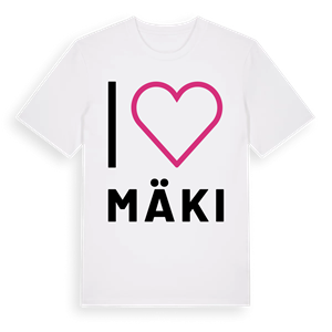 Jag älskar Mäki t-shirt stort tryck – ekologisk bomull t-shirt från Pinshirt