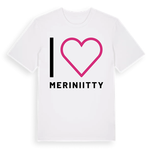 Jag älskar Meriniitty t-shirt stort tryck – ekologisk bomull t-shirt från Pinshirt