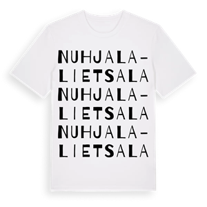 Nuhjala-Lietsala ordlek t-shirt – ekologisk bomull t-shirt från Pinshirt