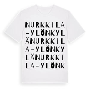 Nurkkila-Ylönkylä ordlek t-shirt – ekologisk bomull t-shirt från Pinshirt